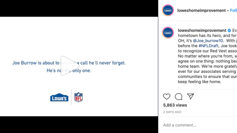 Lowe's NFL Employee Appreciation Instagram Update